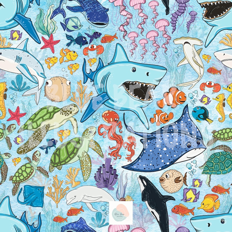 Nemo Seamless Pattern, Ocean Print, Nemo Inspired Seamless, Clown Fish ...