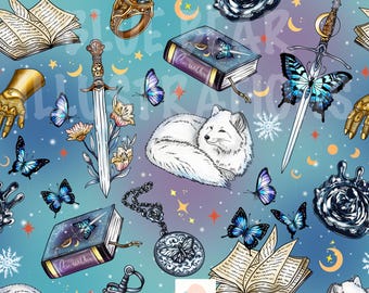 Quicksilver seamless Pattern, Dreamy Bookish, Dragons, Digital Paper, Instant Download