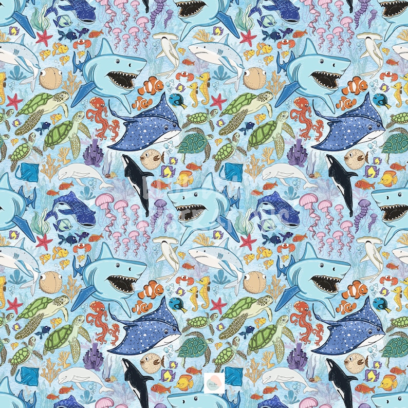 Nemo Seamless Pattern, Ocean Print, Nemo Inspired Seamless, Clown Fish ...