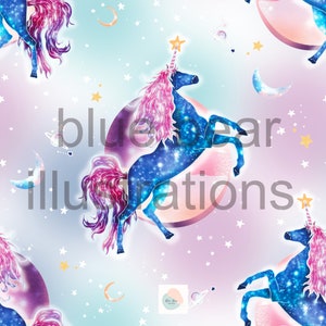 Unicorn Seamless design, Girls print design, dreamy unicorn, watercolour unicorn, seamless design, Digital downloads, Print design, Art