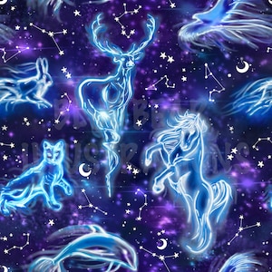 Magier Nahtloses Muster, Zauberer Patronus Welt, HP Magie Schule digitales Design Kunst Papierdatei für Stoff Sublimation, Sofort Download.