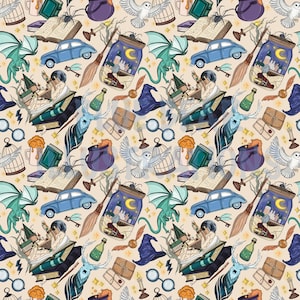 wizard seamless pattern, magical world, magic, wizard, seamless file, magical prints, digital download, HP world, little shop of horrors