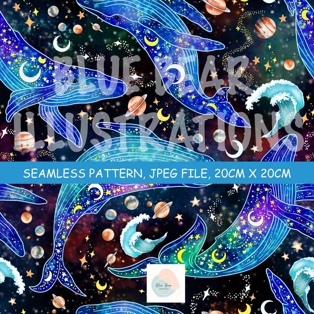 Whale Seamless, Whimsical Sea Animals Seamless Pattern, Nautical Fabric ...