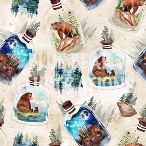 Acquerello Orso senza soluzione di continuità, arte senza soluzione di continuità dell'orso grizzly, genere Natura, decorazioni per bambini, download digitale, arte murale stampabile, design a sublimazione