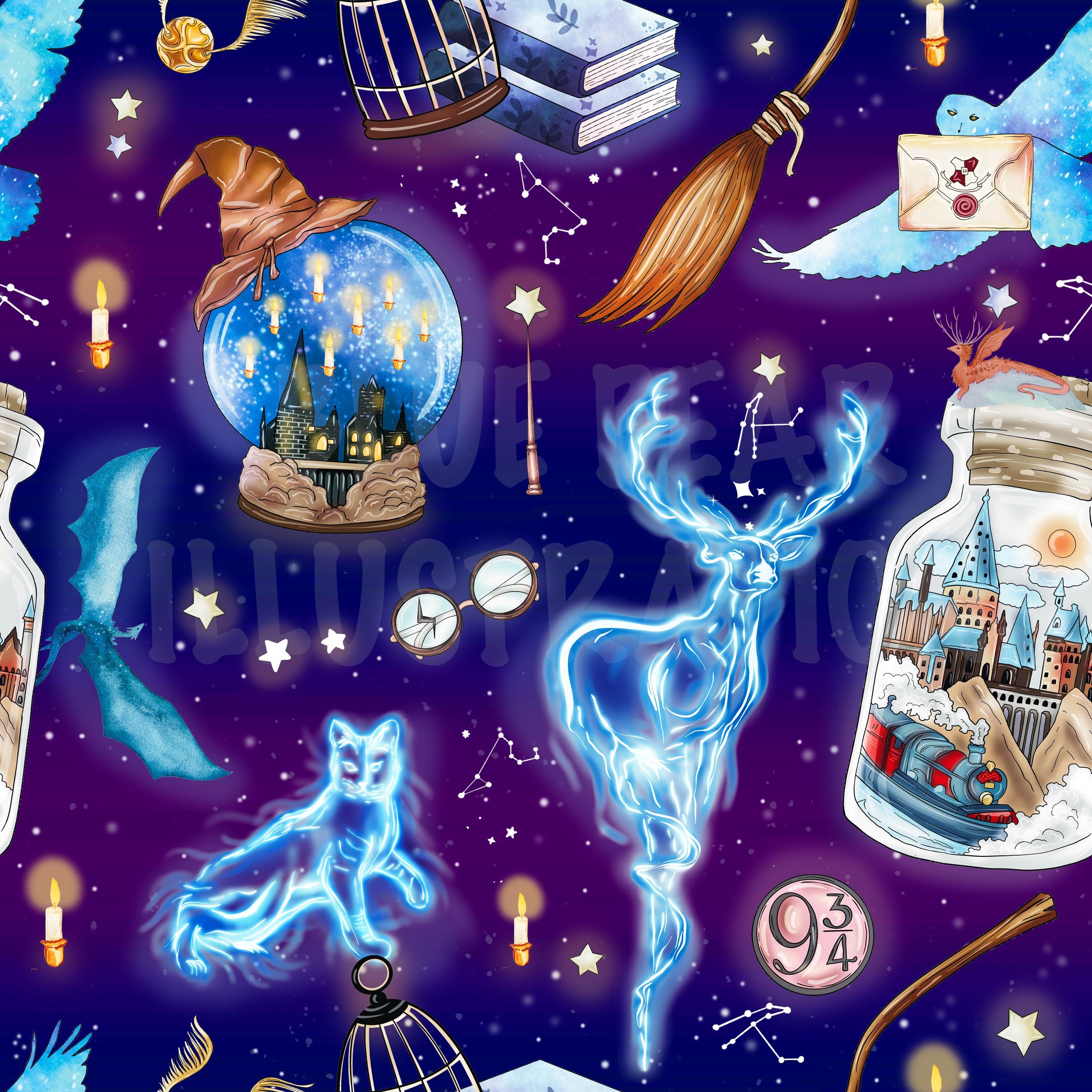 Wizard Seamless Pattern, HP World, Fabric Sublimation, Wizard School ...