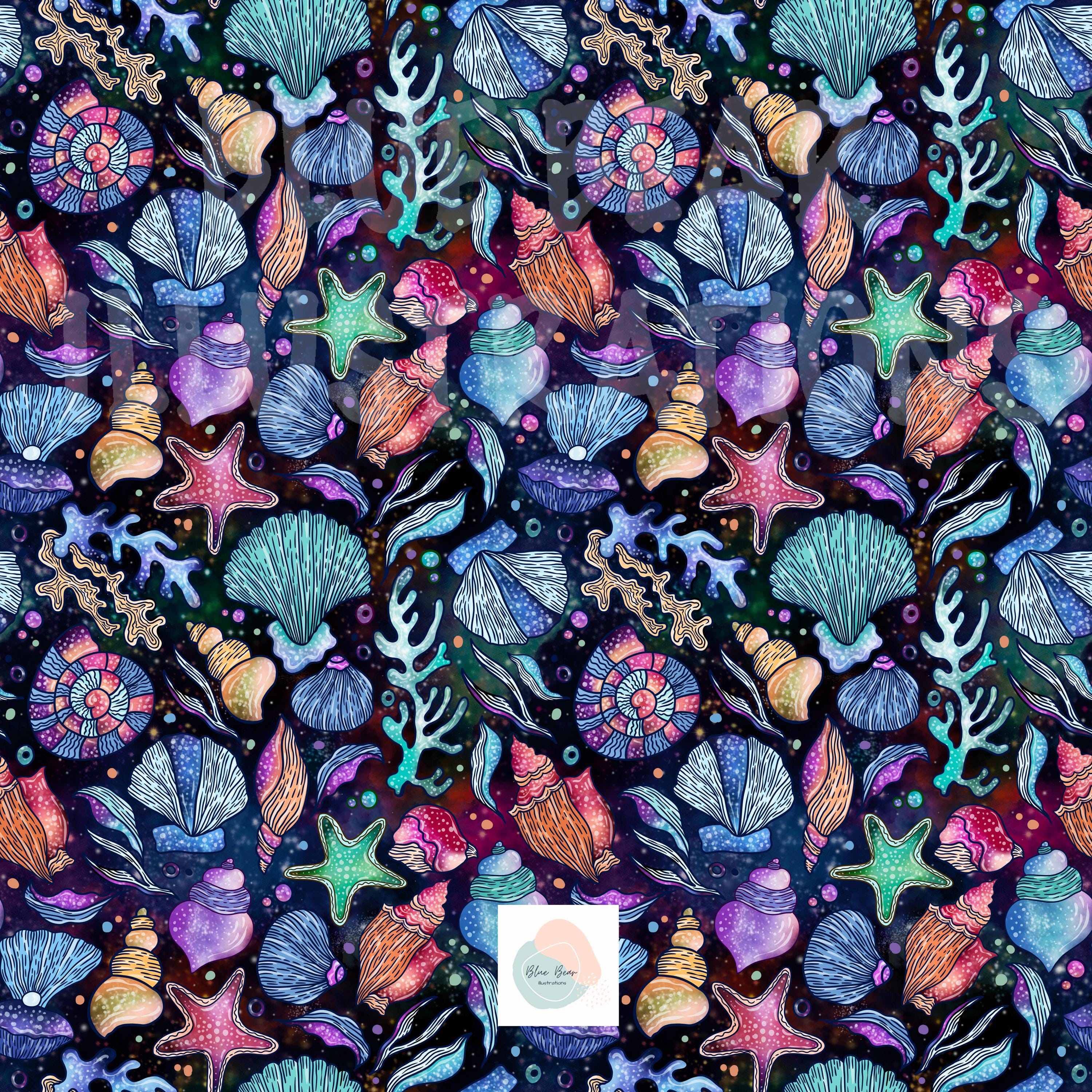 Beach Photo Shell Pattern Sea Shells Seamless Pattern, Ocean Seamless, Pastel Beach Digital Paper ...