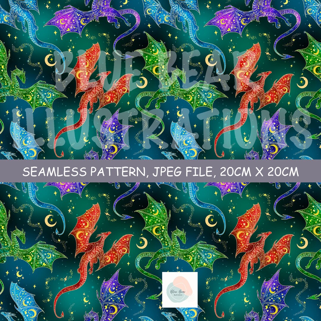 Caterease Beo Prints Dragon Seamless Pattern, Fantasy Fabric Print (digital Download) - Etsy