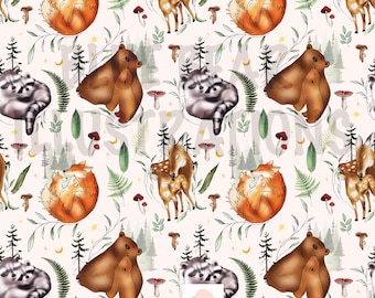 Woodland Animals Seamless, Cute Forest & Jungle Seamless PNG, Nursery Wall Art, Boho Baby Shower Decor, Mumma baby pattern,Instant download