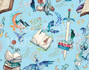 ACOTAR Seamless Pattern, Acotar Seamless design, wizard seamless design, dragons seamless, digital print, dreamy designs, magical world