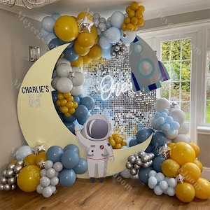 196pcs DIY Outerspace Balloon Arch Ardoise Bleu Argent Blast Off Anniversaire Hors de Ce Monde Baby Shower Sexe Révéler Galaxy Fête À Thème