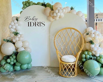 158pcs Dusty Green Balloon Arch Natural Sand Woodland Balloon Backdrop Bridal Shower Wedding Anniversary Gender Reveal Birthday Party Favors