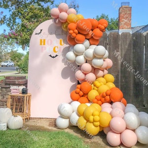 120pcs Retro Balloon Arch Matte Lemon Orange Pink Double Stuffed Boho Bridal Shower Balloon Chain Wedding Anniversary Birthday Party Favors