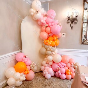 Ghirlanda di palloncini fai da te da 145 pezzi, palloncini rosa e marroni per feste di compleanno per bambine, decorazione per rivelazione del sesso del bambino, matrimonio, laurea, forniture per feste