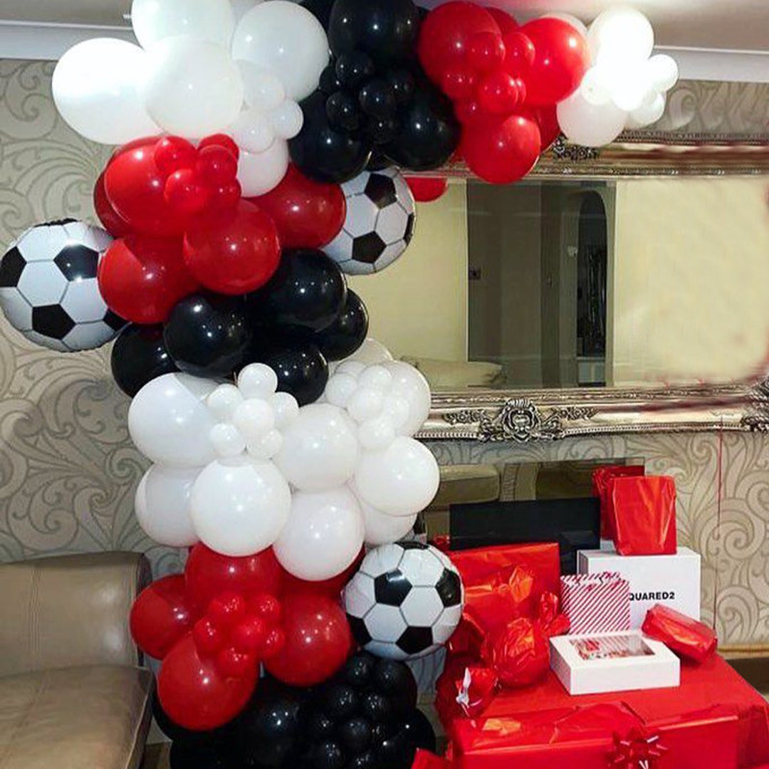 128pcs Soccer Balloons Arch Kit White Black Red Football Etsy