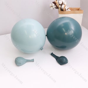 5/10/12/18 Dusty Blue Matte Boho Balloons Bridal Shower Arch Slate Blue Ocean Balloons Gender Reveal Baby Shower 1st Birthday Backdrop image 4