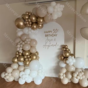 158 White Sand Gold Balloon Garland Arch Kit Happy Birthday Baby Shower Decorations Gender Reveal Bachelorette Party Supplies Wedding Globos