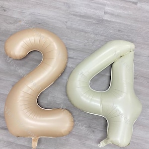 40" Caramel Mylar Foil Number Balloons,Giant Cream Number Balloons,Jumbo Number Balloons 0-9,Birthday Party Balloons,Anniversary Balloons