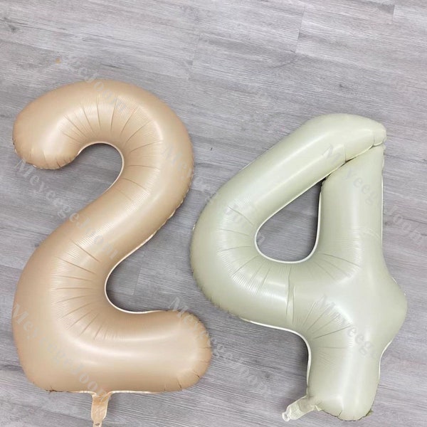 40" Caramel Mylar Foil Number Balloons,Giant Cream Number Balloons,Jumbo Number Balloons 0-9,Birthday Party Balloons,Anniversary Balloons