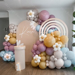 123/175pcs Due Groovy Palloncino Arco Sabbia Marrone Bianco Blu Boho Arcobaleno Baby Shower 1 ° Compleanno Margherita Sfondo Matrimonio Genere Rivelare Decor
