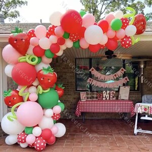 94pcs Sweet One Fragola Balloon Party Kit Pastel Pink Red Green Fruit Balloons Fragola Compleanno Baby Shower Matrimonio Summer Fruit Party