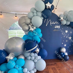 74/115/189pc DIY Outerspace Balloon Arch Silver Blue Double Stuffed Boho Balloons Baby Shower Wedding Decor Gender Reveal Birthday Party Kit