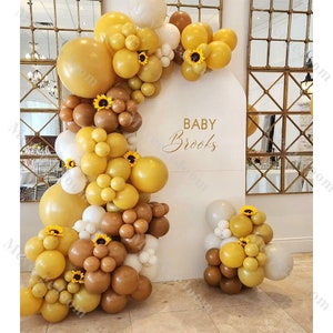 132 pezzi Kit arco palloncini ape Senape giallo caramello sabbia Palloncini primo compleanno Baby Shower Genere rivelato Decorazioni per feste per bambini Boho Bridal Shower