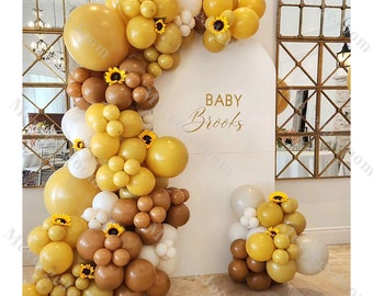 132pcs Bee Balloon Arch Kit Mustard Yellow Caramel Sand 1st Birthday Balloons Baby Shower Gender Reveal Kids Party Decor Boho Bridal Shower