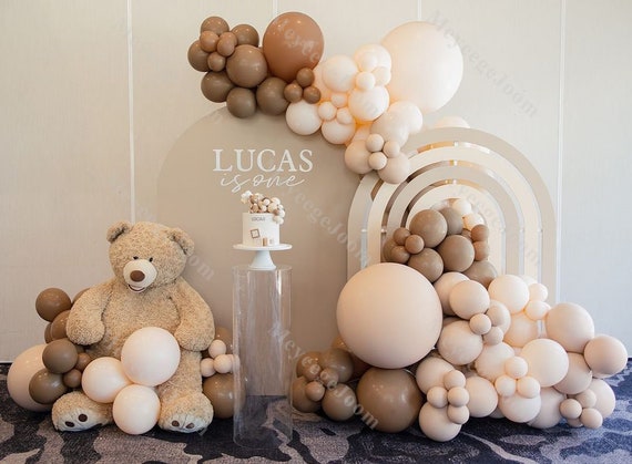Finypa 32 Palloncini A Forma Di Orso, Marroni Da 30,5-101,6 Cm, Grandi Palloncini Con Orso E Numero 1, Lamina E Lattice, Decorazioni Per Baby Shower, Tema We Can Bearly Waits