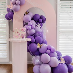 87pcs Retro palloncino arco viola trasparente boho opaco palloncini doccia nuziale 1 ° compleanno festa sfondo genere rivelare decorazione di nozze