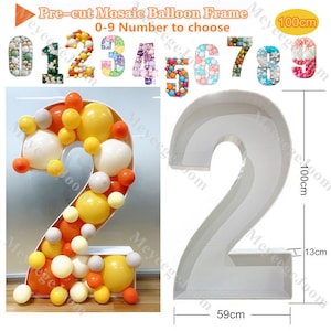 73/100/120 cm PRE-TAGLIATO Mosaico Numero Cornice 0-9 Schiuma Bordo In Piedi Scatola di Riempimento Palloncino Festa di Compleanno Stand Mosaico Modello Anniversario Decor
