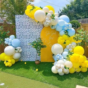 140pcs Yellow Blue Balloon Garland Kit Baby Shower Gender Reveal Birthday Party Favors Wedding Anniversary Boho Bridal Shower