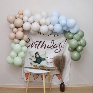 110pcs DIY Balloons Arch Sand Blue Double Stuffed Baby Shower Balloons 1st Birthday Background Gender Reveal Engagement Party Wedding Decor