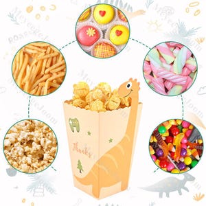 Lot de 12 boîtes de collations de fête personnalisées Boîtes de pop-corn de fête des animaux Boîtes de cadeaux de fête d'anniversaire Boîte de bonbons pour enfants Boîte de collations en papier Articles de fête