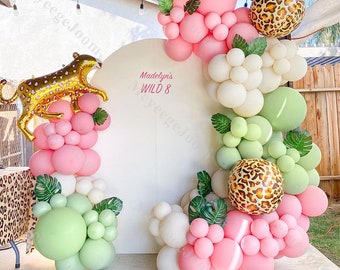 130 Woodland Balloon Arch Pastel Sage Pink Sand Forest Animal Balloons Baby Shower Gender Reveal Birthday Party Jungle Safari Wild One Decor