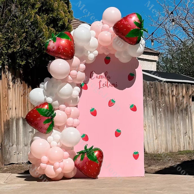 10 PCS Smiley Strawberry Balloons – 19x28 Inch Foil Balloons For Baby Showers & Parties