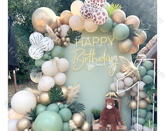 Jungle Ballon Boog Bos Babyshower Safari Verjaardag Bos Dier Ballonnen Wild One Party Afstuderen Geslacht Onthullen Kids Party Decor