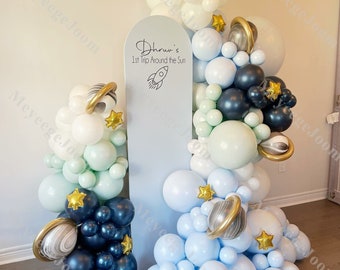 156 pcs Galaxie Parti Ballon Arc Agate Bleue Espace Baby Shower Décollage Anniversaire Rock Navire Sur La Lune Ballon L'espace Enfants Fête Décor