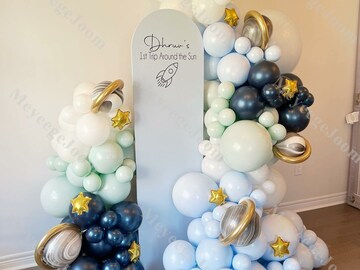135pcs Purple Blue Galaxy Party Balloon Garland Matte Orange Space Baby Shower Blast Off Birthday Two The Moon Gender Reveal Wedding Decor