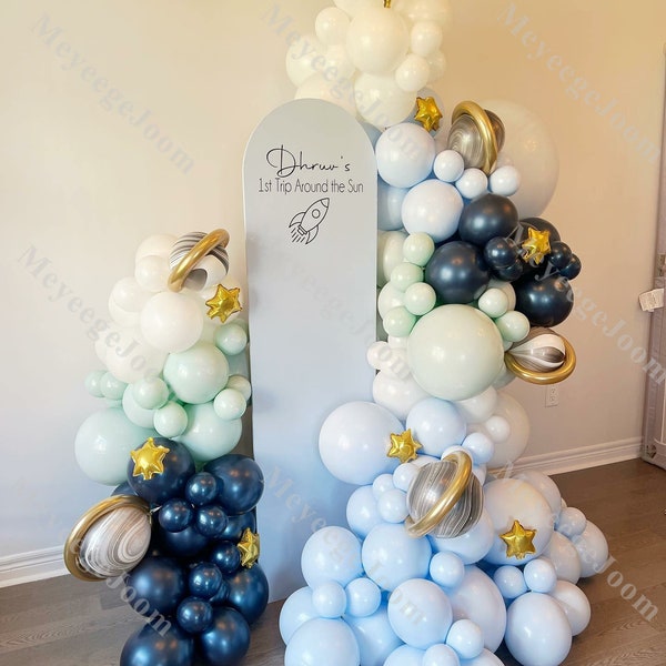 156 pcs Galaxie Parti Ballon Arc Agate Bleue Espace Baby Shower Décollage Anniversaire Rock Navire Sur La Lune Ballon L'espace Enfants Fête Décor