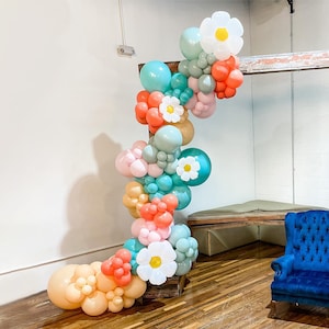 131 Stück Zwei Groovy Ballon Bogen Teal Blau Matte Koralle Daisy Ballons Boho Brautparty Hochzeit Jahrestag Geschlecht offenbaren Geburtstag Party Kit