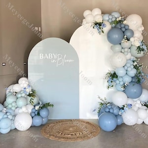 Kit ghirlanda di palloncini bianchi e blu da 154 pezzi, per baby shower retrò, rivelazione del sesso del bambino, primo compleanno, anniversario di matrimonio, palloncini per la futura sposa