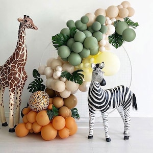 112pcs Palloncino neutro Arco Sabbia Boho Addio al nubilato Arancione Bianco Verde Foresta Palloncini animali Genere Rivelare Festa di compleanno Wild One Decor