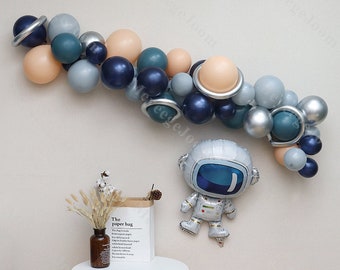 68pcs Astronaut Balloon Garland Kit Blast Off Birthday Galaxy Party Balloons Baby Shower Gender Reveal Decorations To The Moon Balloon Arch