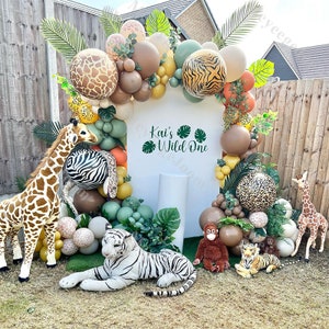 120pcs Woodland Balloons Garland Sage Green Caramel Sand Forest Animal Balloons Baby Shower Safari Birthday Gender Reveal Decorations