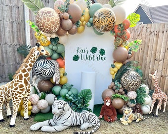 120pcs Woodland Balloons Garland Sage Green Caramel Sand Forest Animal Balloons Baby Shower Safari Birthday Gender Reveal Decorations