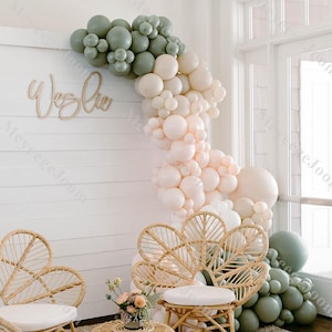 62/122/187pc Natural Sand Boho Balloon Garland White Dusty Green Double Stuffed Retro Bridal Shower Wedding Gender Reveal Birthday Party Kit