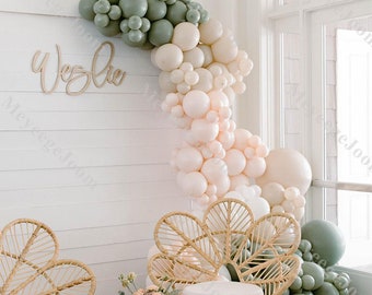 62/122/187pc Natural Sand Boho Balloon Garland White Dusty Green Double Stuffed Retro Bridal Shower Wedding Gender Reveal Birthday Party Kit