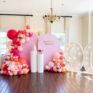 146 pezzi Palloncini in oro rosa corallo opaco Ghirlanda Baby Shower Bomboniere per feste di compleanno Genere Rivela Laurea Anniversario di matrimonio Catena per palloncini
