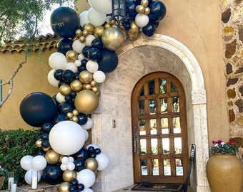 134 Uds Kit de guirnalda de globos blanco azul marino bohemio globos mate arco de ducha nupcial género revelar fiesta de cumpleaños telón de fondo decoración de boda