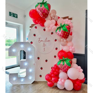 110pc Rosso Rosa Pastello Palloncino Ghirlanda Kit Fragola Compleanno Baby Girl Doccia 1° Compleanno Genere Rivela Bacca Divertimento per Essere Un Matrimonio Globos